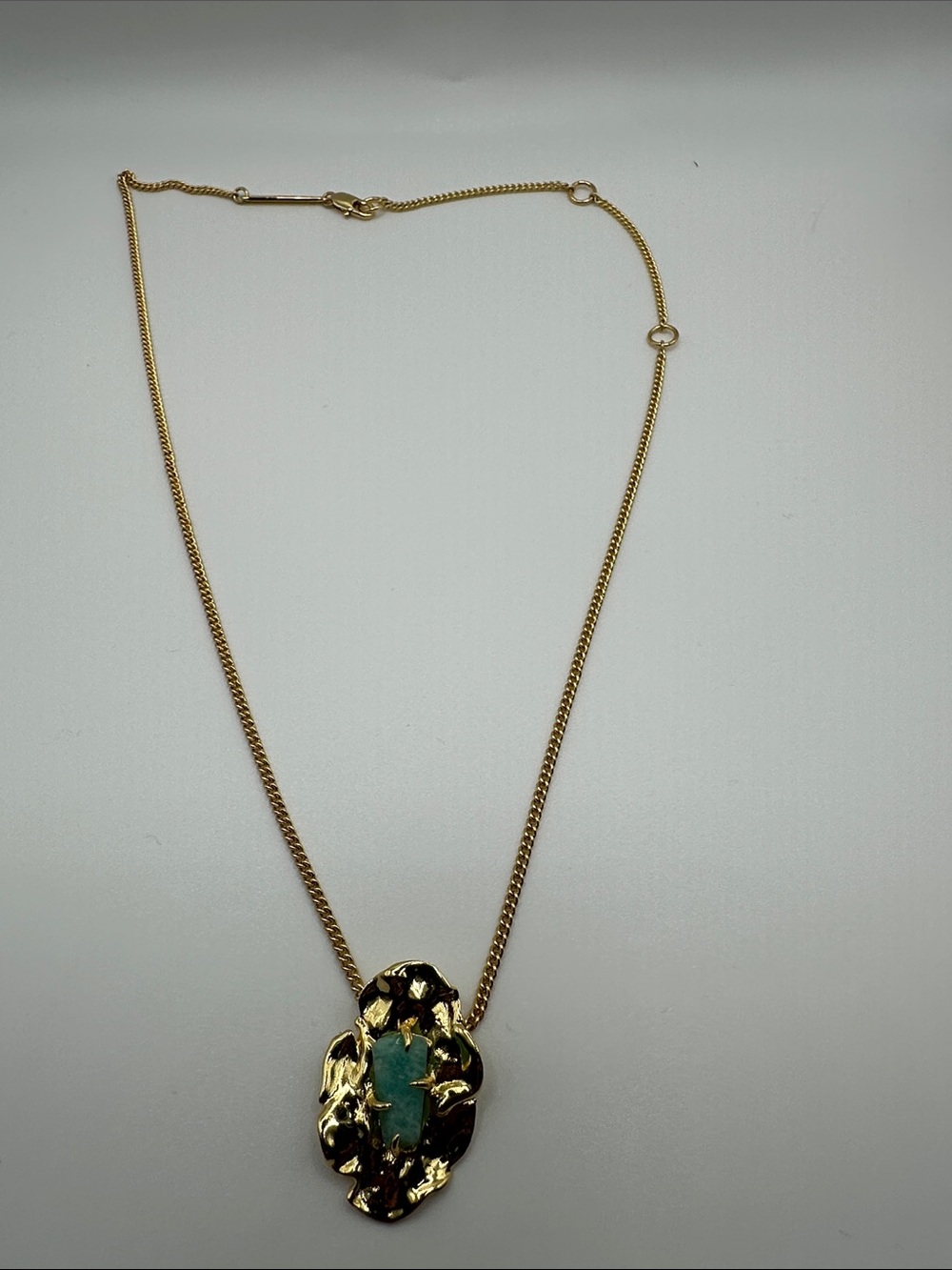 Gold-Tone Necklace with Teal Stone Pendant - Women Jewelry